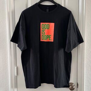 God Is Dope Black T-Shirt 2XL Gildan Heavy Cotton Short Sleeve Graphic Tee